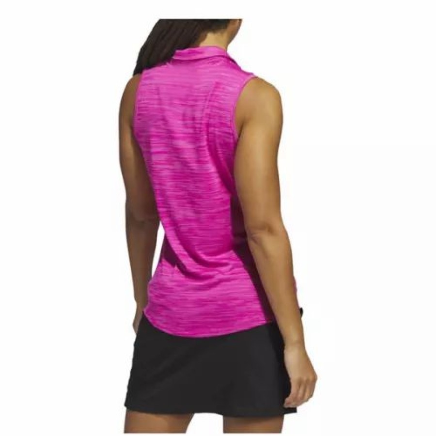 Shirts * | Adidas Women'S Spacedye Sleeveless Polo Fuchsia