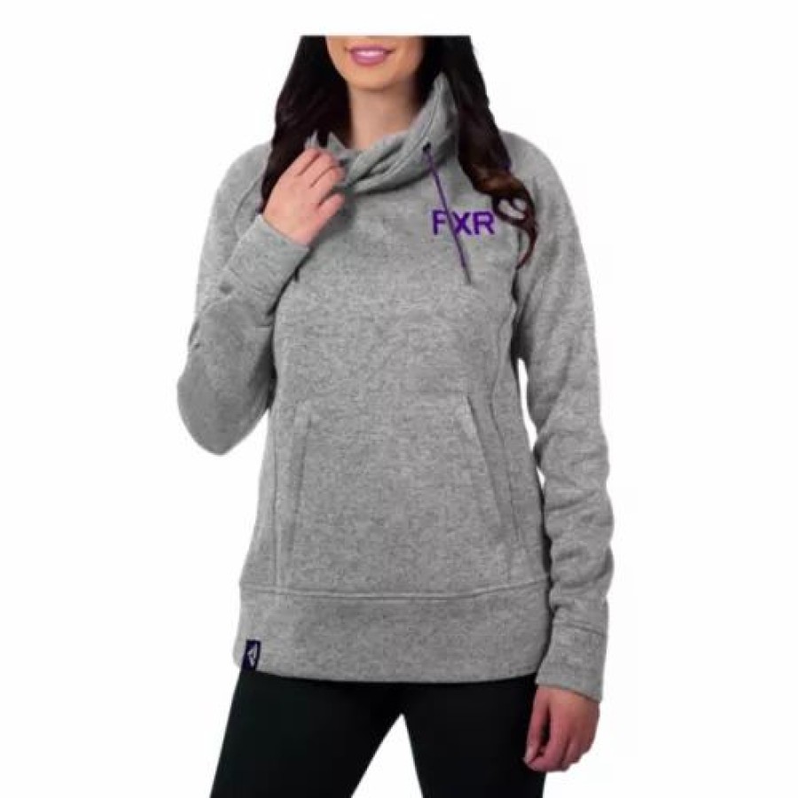 Shirts * | Women'S Fxr Ember Pullover Sweater Grey Heather/Purple