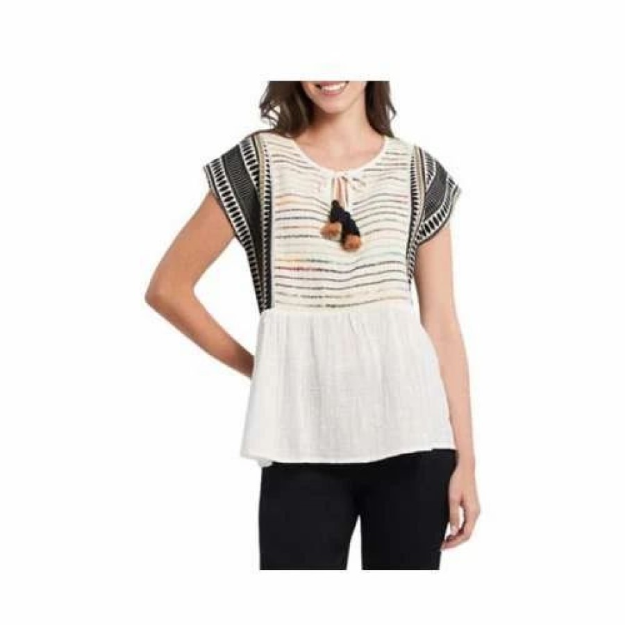 Shirts * | Women'S Tribal Combo Short Sleeve Blouse Warm Sand