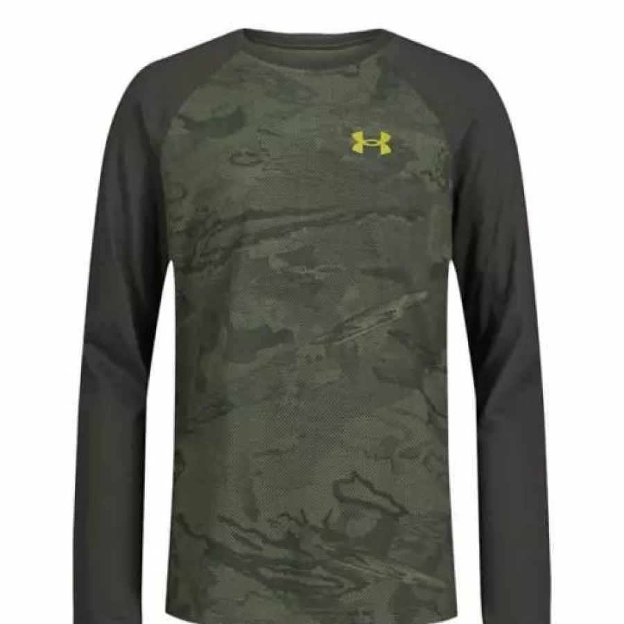 Shirts * | Boys' Under Armour Halftone Long Sleeve Shirt Green/Green