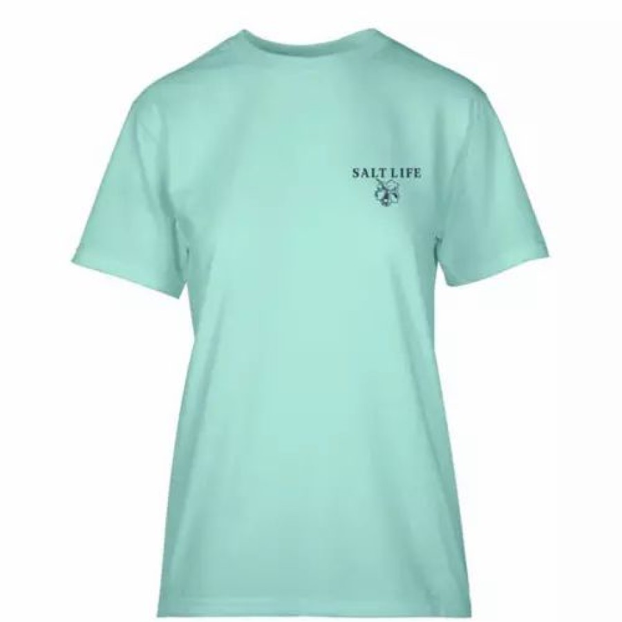 Shirts * | Women'S Salt Life Hibiscus Loungin T-Shirt Aruba Blue