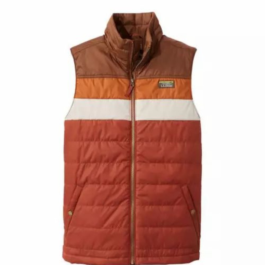 Vests * | Men'S L.L.Bean Mountain Classic Puffer Colorblock Vest Dark Rust