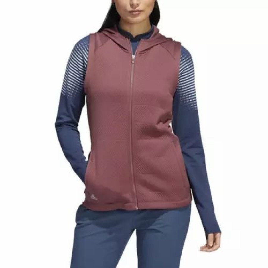 Vests * | Women'S Adidas Cold Ready Golf Vest Crimson