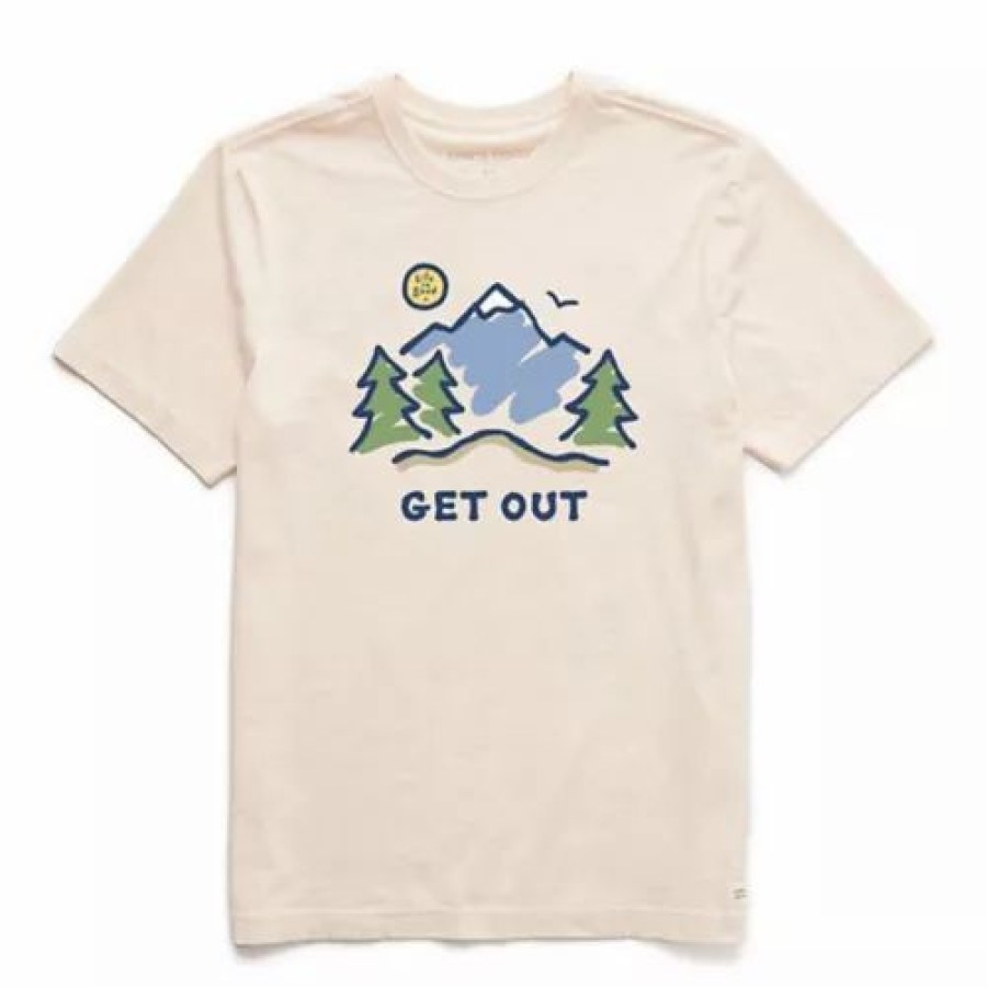 Shirts * | Men'S Life Is Good Get Out Mountain Crusher-Lite T-Shirt Putty White