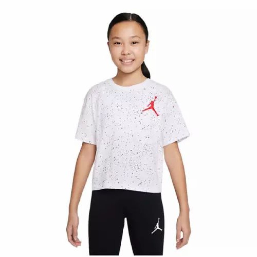 Shirts * | Girls' Jordan Color Mix Space T-Shirt White