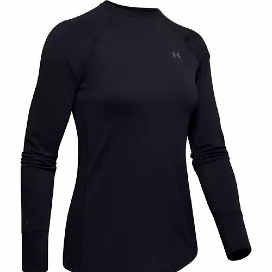 Shirts * | Women'S Under Armour Coldgear 2.0 Baselayer Crew Black/Pitch Grey