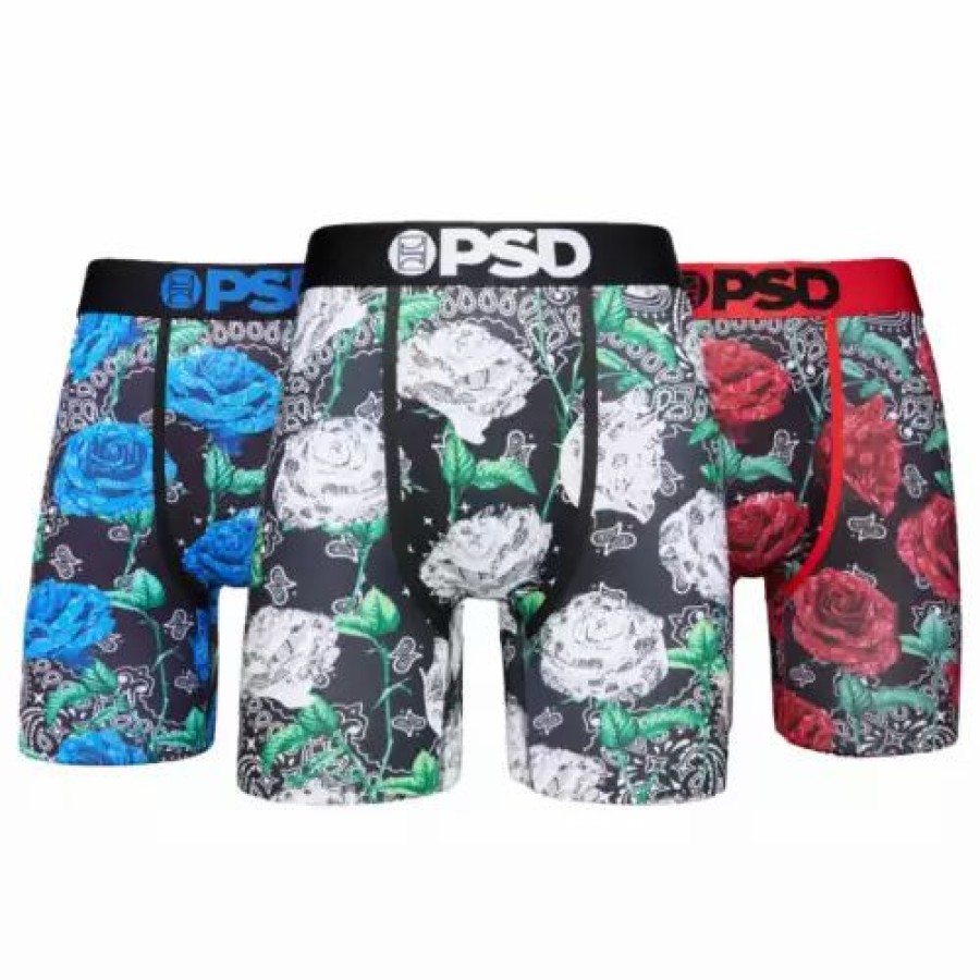 Underwear * | Men'S Psd Rose Bandit 3 Pack Boxer Briefs Multi