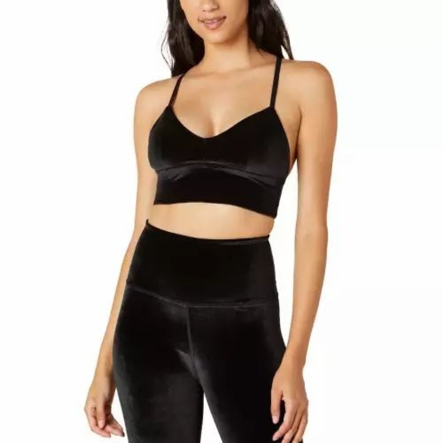 Bras * | Women'S Beyond Yoga Velevet Motion Vip Long Line Sports Bra Black