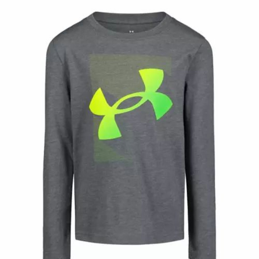 Shirts * | Toddler Boys' Under Armour Poppin Logo Long Sleeve Shirt Pitch Grey Heather