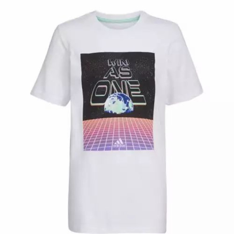 Shirts * | Boys' Adidas Digital Landscape Short Sleeve T-Shirt White