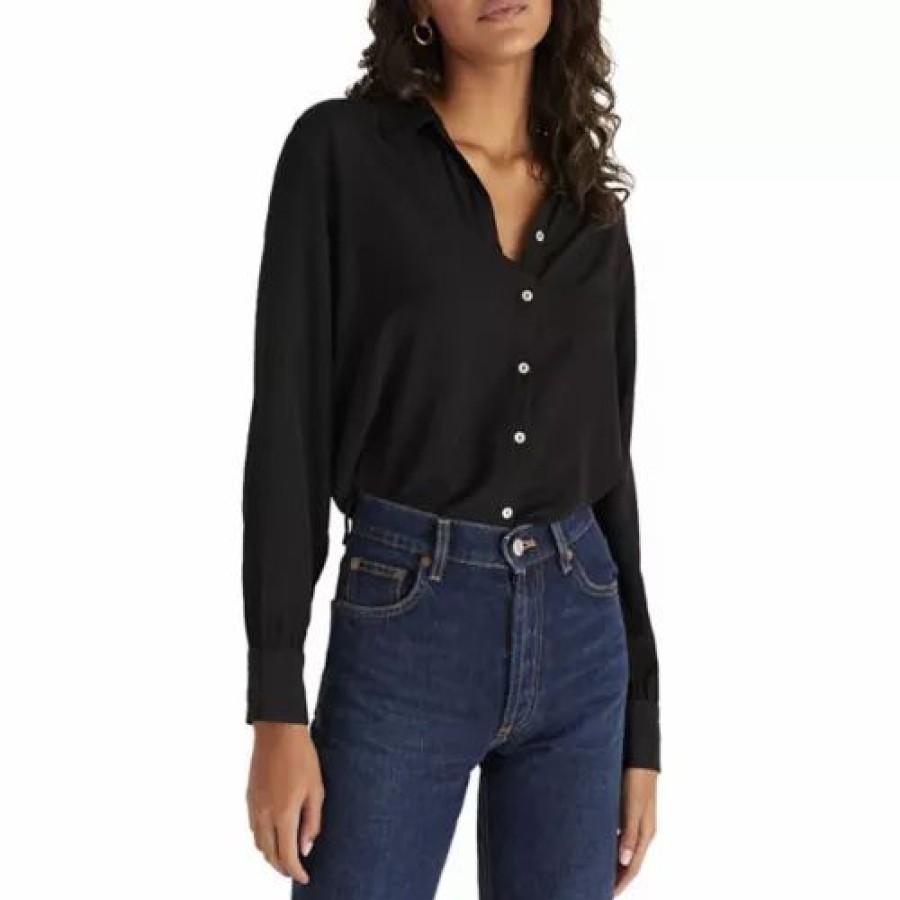 Shirts * | Z-Supply Women'S Z Supply Camille Cupro Button Up Shirt Black