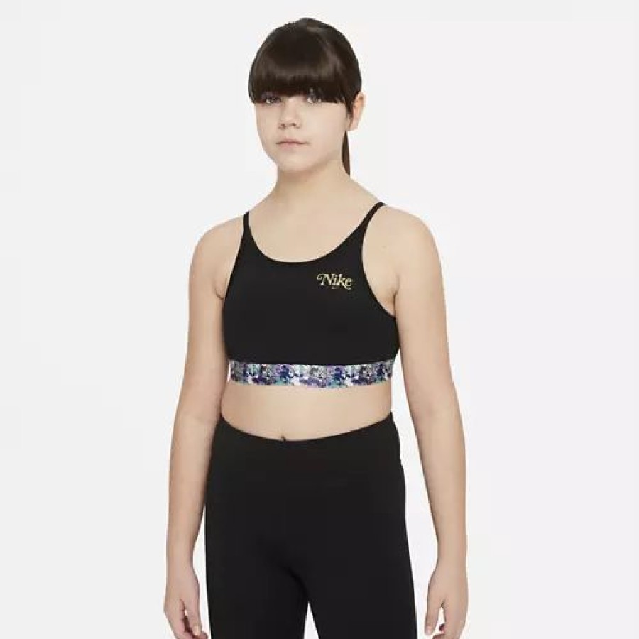 Bras * | Girls' Nike Dri-Fit Trophy Sports Bra Black/Metallic Gold